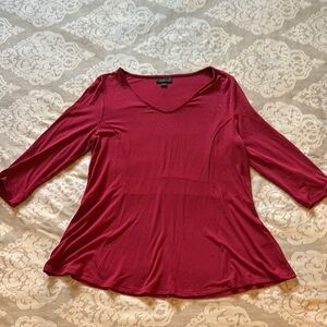 J.Jill Maroon/Red Scoop Neck 3/4 Sleeve Relaxed Top